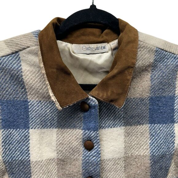 Chrysantheme Vest Women Medium Wool Blend Plaid Vintage Western Cowgirl Bohemian - Picture 2 of 9